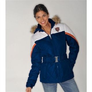 Chicago Bears Womens The Looker Jacket with Faux Fur Trim Hood