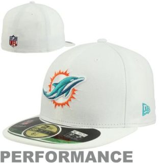 New Era Miami Dolphins 2013 On Field Player Sideline 59FIFTY Fitted Performance Hat   White