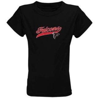 Atlanta Falcons Youth Girls Glitter Land T Shirt   Black
