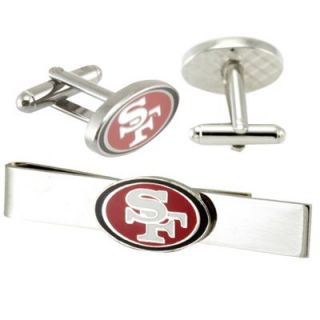 San Francisco 49ers Silvertone Team Logo Tie Clip & Cufflinks Set