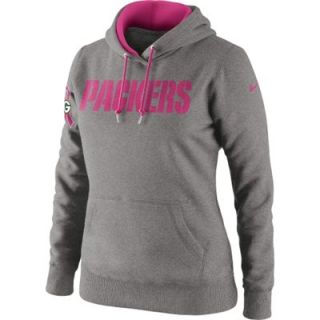 Nike Green Bay Packers Womens Breast Cancer Awareness Tailgater Pullover Hoodie Sweatshirt   Ash