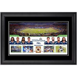 Seattle Seahawks Super Bowl XLVIII Champions Framed 10 x 18 Stadium Collage with Game Used Ball