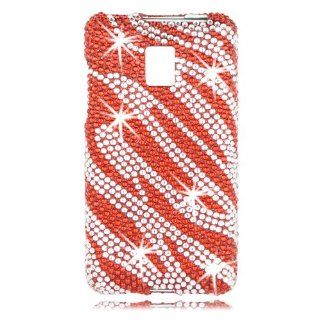 Talon Full Diamond Bling Phone Shell for LG Optimus 2X, P990, and G2X   Zebra   Red   T Mobile   1 Pack   Case   Retail Packaging   Red/Silver Cell Phones & Accessories