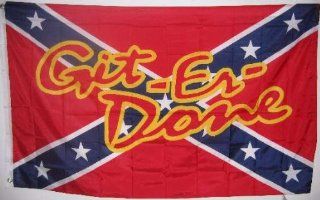 REBEL FLAG       GIT ER DONE       Confederate flag   3x5 ft  Outdoor Decorative Flags  Patio, Lawn & Garden