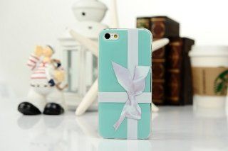 Fancy Blue Gift Box Bow Knot Design Hard Plastic Snap On Case for iPhone 5 Double Layer 3D Effect Cell Phones & Accessories