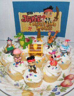 Disney Jake and the Never Land Pirates Figure Cake Toppers / Cupcake Party Favor Decorations Set of 9  Pirate Cup Cake Toppers  