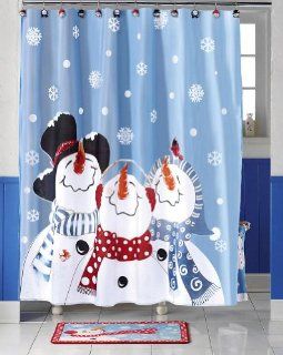 Frosty Friends Snowman Christmas Holiday Shower Curtain By Collections Etc   Snowman Bathroom Set