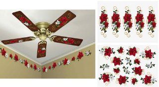 Holiday Poinsettia Ceiling Fan And Wall Removable Decals   Christmas Decor