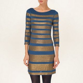 Phase Eight Navy and Bronze sequin stripe tunic