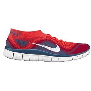 Nike Free Flyknit +   Mens   Running   Shoes   Bright Crimson/White/Gym Red/Squadron Blue