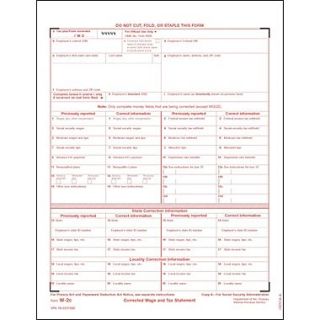 TOPS W 2C Tax Form, 1 Part, White, 8 1/2 x 11, 50 Sheets/Pack
