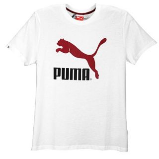 PUMA No 1 Logo S/S T Shirt   Mens   Casual   Clothing   White/Black/Cabernet