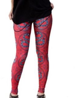 Pink Queen Red Chinese Style Snake Print Leggings Tights Leggings Pants