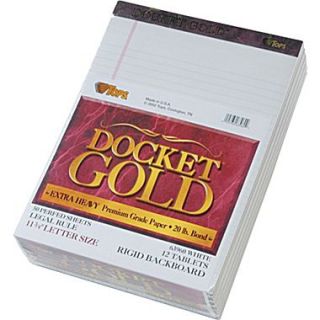 Docket Gold Notepad, Legal Rule, White, 20 lb, Rigid Back, 50 Sheets/Pad, 12 Pads/Pack, 8 1/2 x 11 3/4