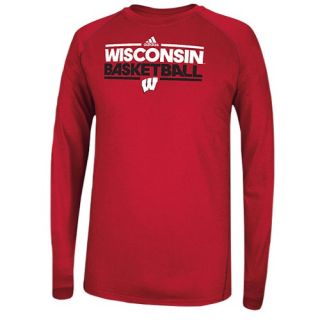 adidas College Court Practice L/S Climalite Top   Mens   Basketball   Clothing   Wisconsin Badgers   Black
