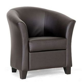 Baxton Studio Anderson Faux Leather Modern Club Chair, Dark Brown