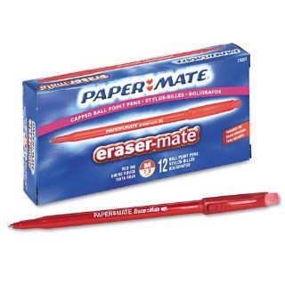 / PAP39201 / Eraser Mate Stick Ballpoint Pen, Red Barrel/Ink, Med Point, 1.0 mm / Sold as 1 DZ  