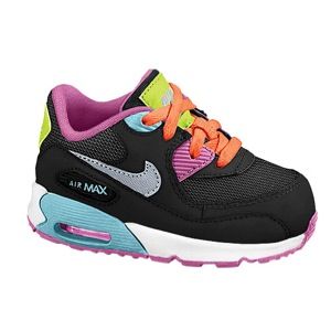 Nike Air Max 90 2007   Girls Toddler   Running   Shoes   Pure Platinum/White/Venom Green/Pink Glow