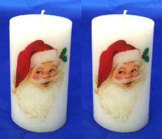 2 x Hand Crafted Vintage Santa Christmas Gift Candle   Candle Sets