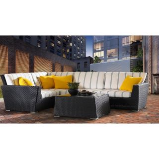 Caluco Maxime All Weather Wicker Sectional Set   Seats 4   Conversation Patio Sets
