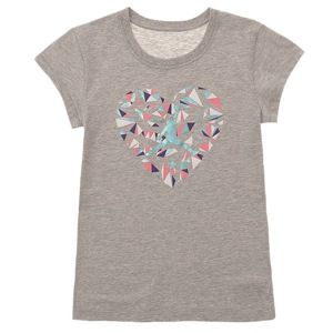 Jordan Fragmented Heart T Shirt   Girls Grade School   Basketball   Clothing   Grey Heather/Tropical Teal/White