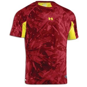 Under Armour NFL Combine Authentic Shatter Fitted S/S   Mens   Football   Clothing   Red/Black/High Vis Yellow