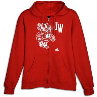 adidas Alternate Logo Full Zip Hoodie   Mens   Basketball   Clothing   Wisconsin Badgers   University Red