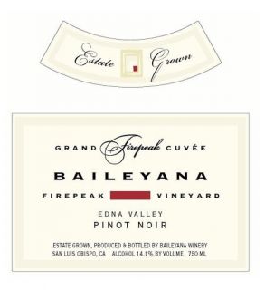 Baileyana Grand Firepeak Cuvee Pinot Noir 2010 Wine