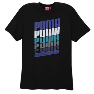PUMA Logo V Neck S/S T Shirt   Mens   Casual   Clothing   Black