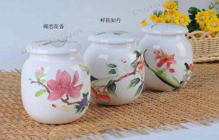 Porcelain Hand Painted Art Works Tea Jars(3 pcs/Sets) These Vintage Porcelain Jars Are Colorful With Artist Hand Painting Designs. It Comes Lily Flowers, Birds and Dragonfly Etc There Are a Lid With Air Stopper. All Hand Painted Artworks. Both Functional