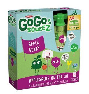 GoGo squeeZ Appleberry, Applesauce On The Go, 3.2 Ounce Pouches (Pack of 48)  Snack Size Applesauces  Grocery & Gourmet Food
