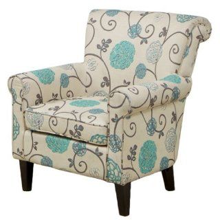 Roseville Blue Floral Club Chair   Accent Chair