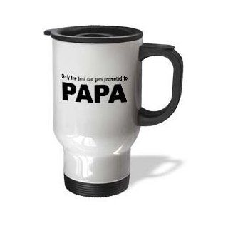 3dRose Only The Best Dad Gets Promoted to Papa, New Grandfather, Stainless Steel Travel Mug, 14 Oz Kitchen & Dining
