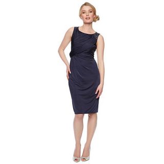 No. 1 Jenny Packham Designer dark blue embellished shoulder dress