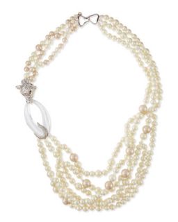 Pearly Beaded Pave Wolf Necklace   Alexis Bittar   Clear