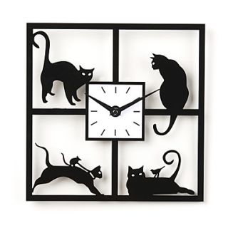 12H Four Naughty Cat Acrylic Wall Clock