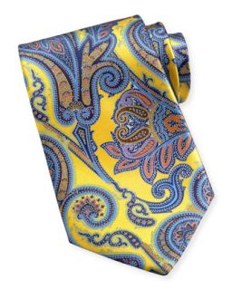 Mens Saturated Paisley Print Silk Tie, Yellow   Ermenegildo Zegna   Yellow