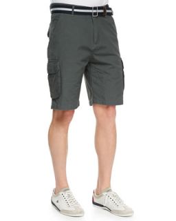 Mens Canvas Cargo Shorts, Dark Gray   WRK   Dark gray (31)