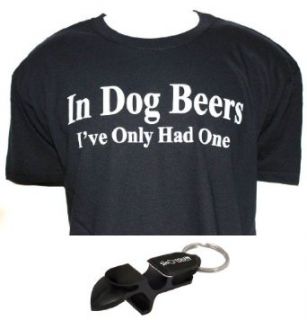 Men's Humorous T Shirt In Dog Beers I've Only Had One w/ Shotgun Keychain Clothing