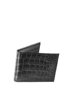 Mens Alligator Bi Fold Wallet   Black