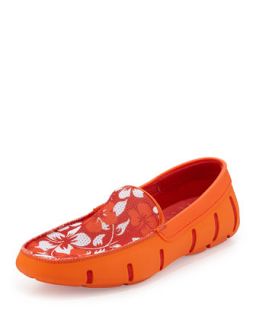 Mens Floral Water Resistant Loafer, Orange   Swims   Tan (7)