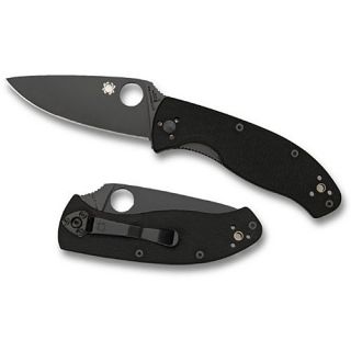 Spyderco Tenacious G 10 Black Blade Plain Edge Knife   Black (4008612)