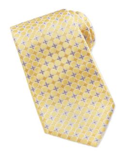 Mens Circle Floral Silk Tie, Yellow   Valentino   Yellow