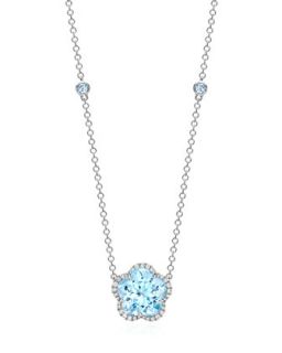 Grace Flower Blue Topaz & Diamond Necklace   Kiki McDonough   Blue