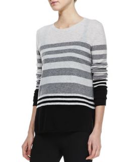 Womens Colorblock Striped Cashmere Sweater   Vince   H.platinum combo (MEDIUM)