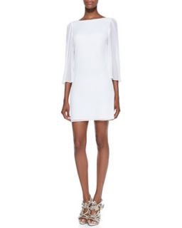 Womens Odette Sheer Sleeve Fitted Dress   Alice + Olivia   White (SMALL)