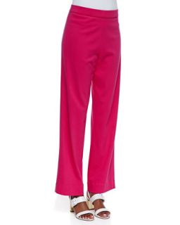 Womens Interlock Knit Full Length Pants, Petite   Joan Vass   Raspberry (3P