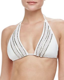 Womens Fiji Beaded Bikini Top   Milly   White/White (SMALL/4 6)