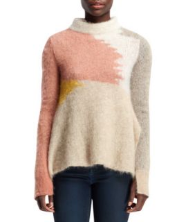 Womens Open Neck Abstract Mohair Blend Sweater   Stella McCartney   Soft