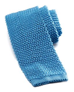 Mens Knit Silk Tie, Light Blue   Charvet   Light blue